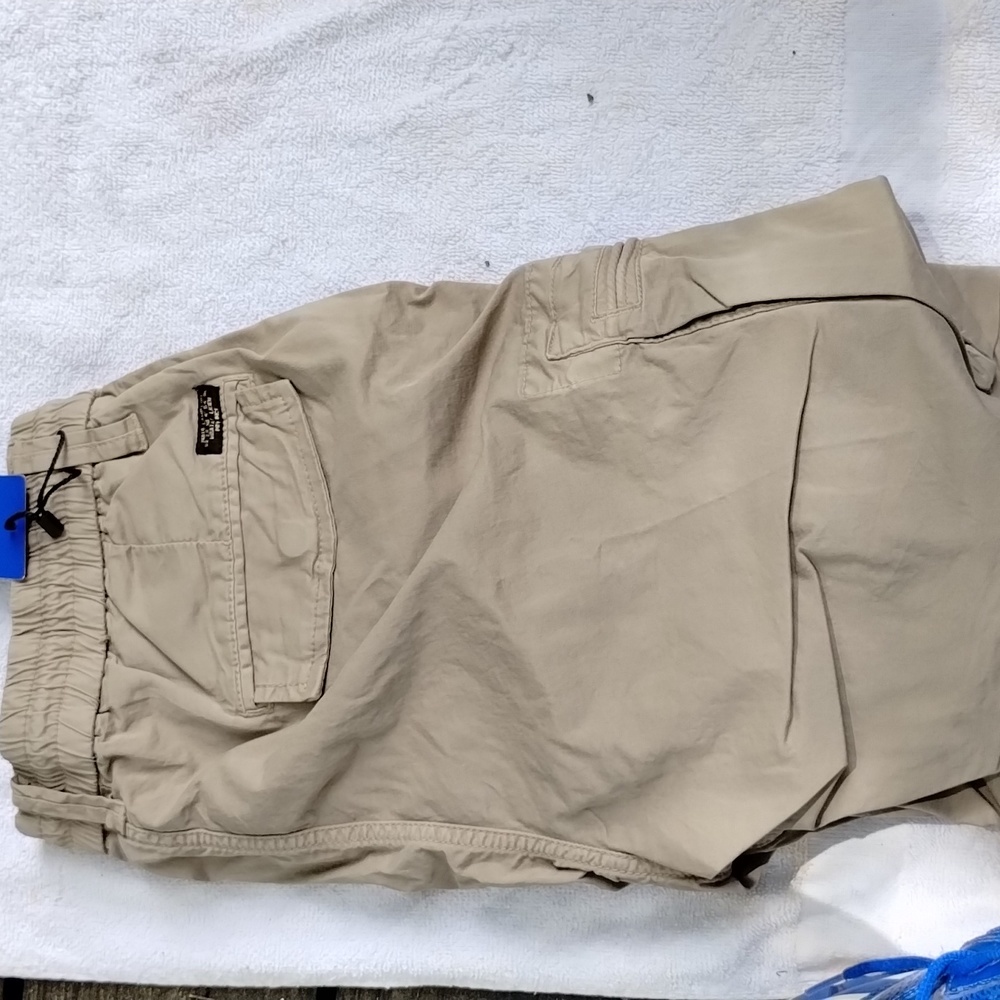 chouyatou Men's Active Normal Waist Loose Multi-Pocket Cargo Short KHAKI SZ 31
